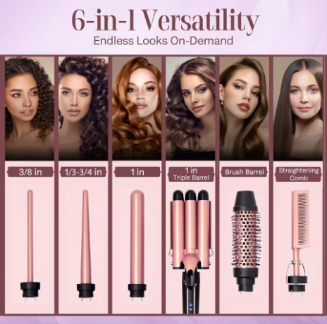 Curling Iron Wand Set 6-in-1