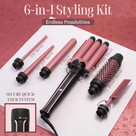 Curling Iron Wand Set 6-in-1