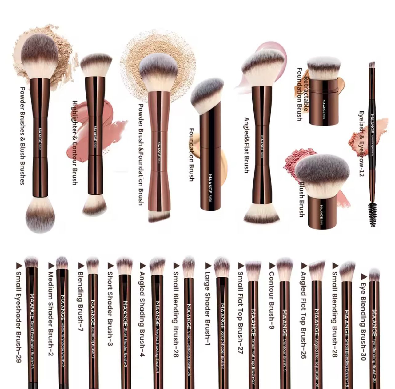 LuxeBlend™ 20-in-1 Dual-Finish Professional Makeup Brush Set